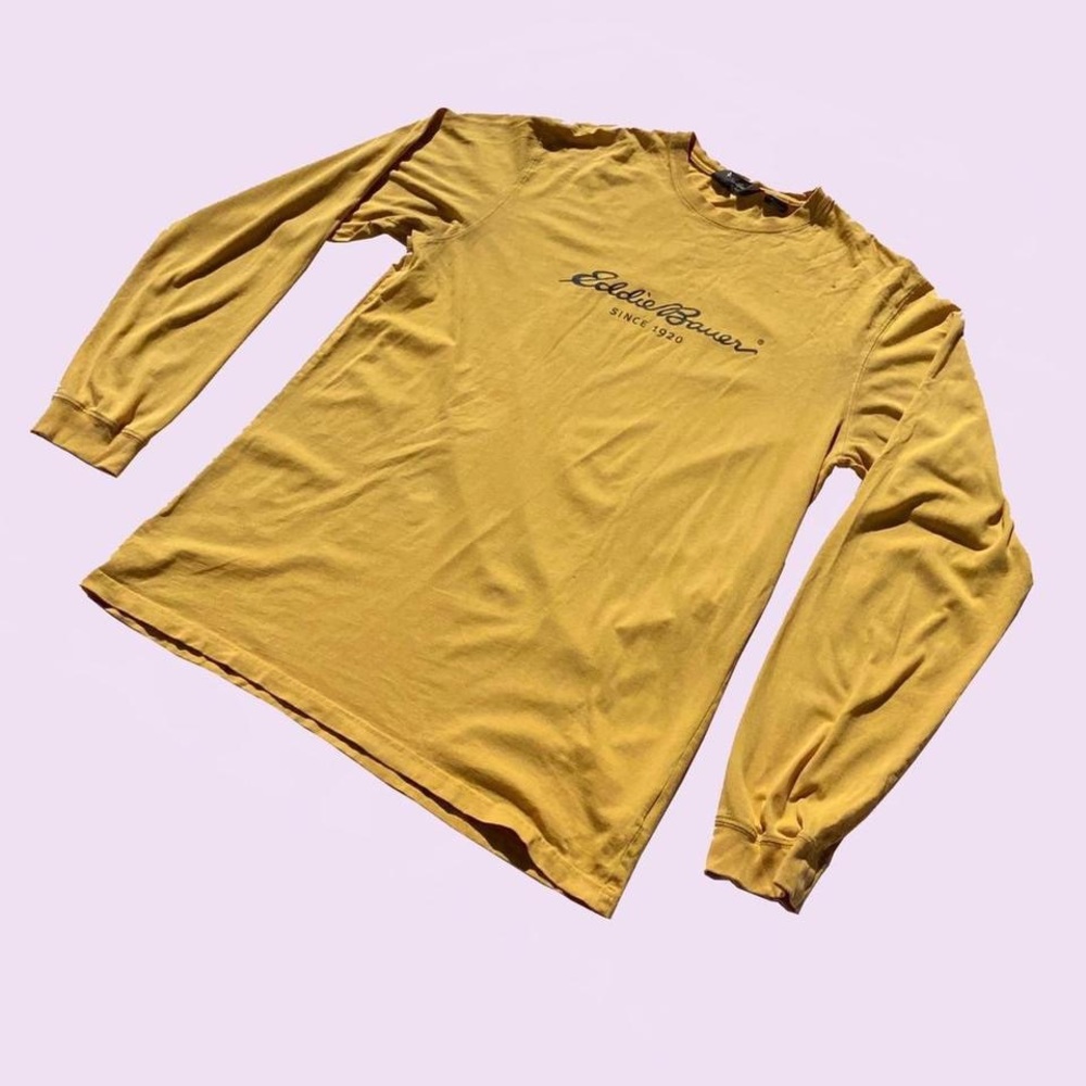 SOLD Vintage Eddie Bauer Long Sleeve Mustard Yellow Cotton Shirt